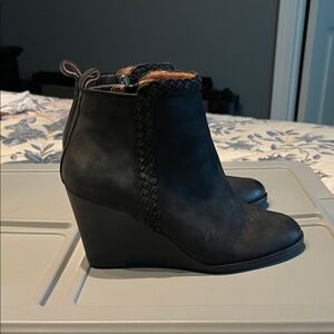 Caslon leather wedge ankle booties